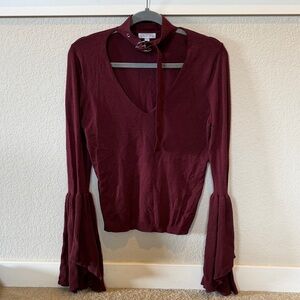 Leith Burgundy Women's Sweater Blouse